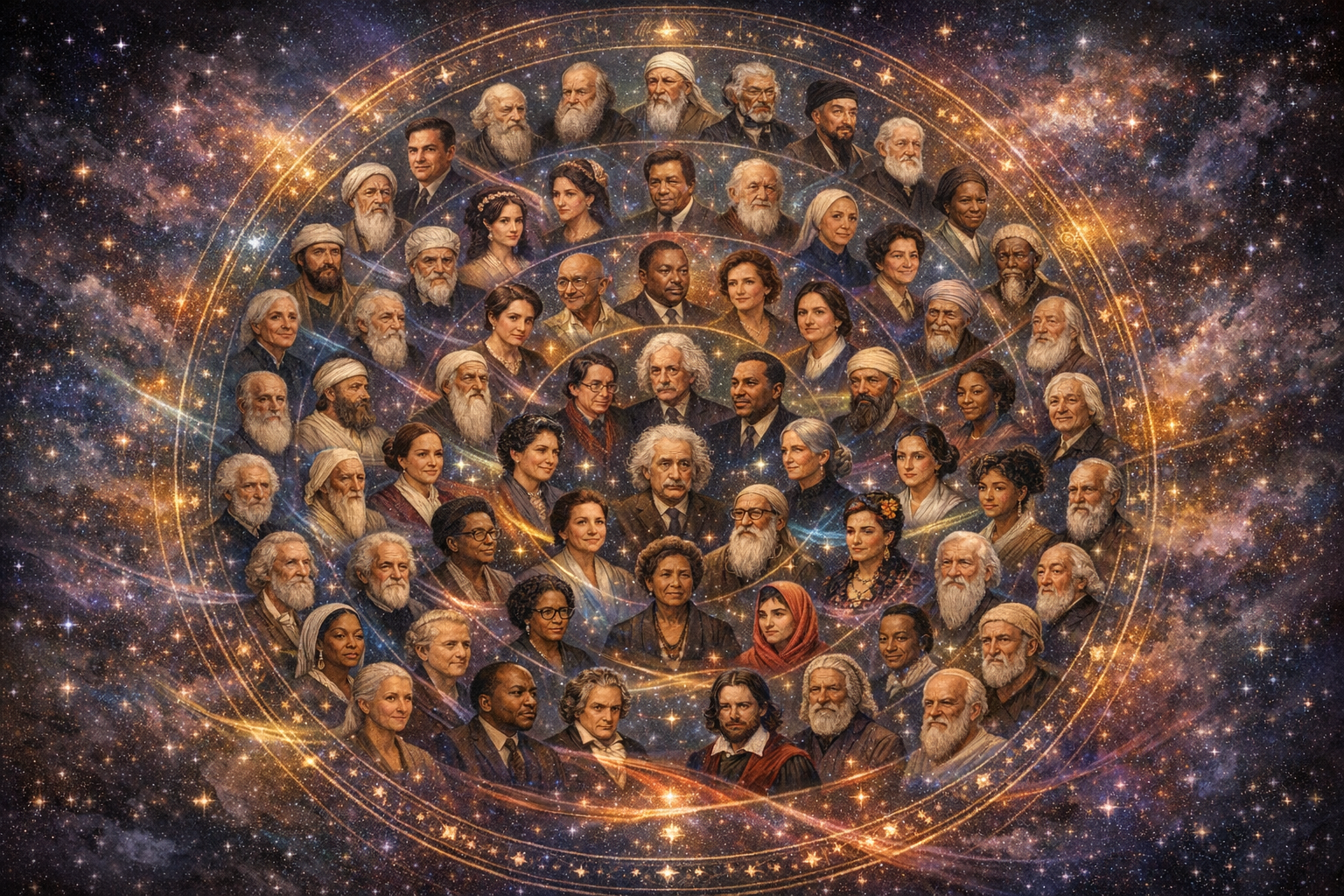 64 Historical Figures in Cosmic Council